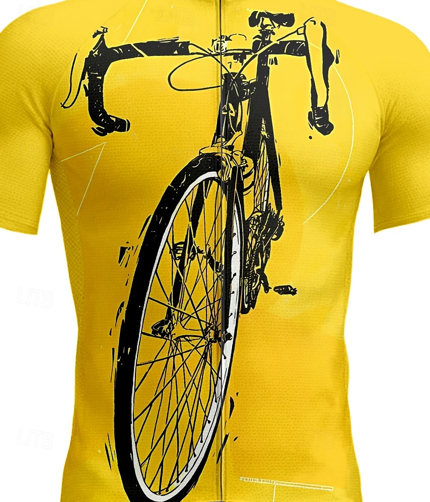 Men's Cycling Jersey Short Sleeve Bike Tee Tshirt Top with 3 Rear Pockets UV Resistant Breathable Quick Dry Front Zipper Yellow Blue Orange Sports Clothing Apparel 2025 - $28.99 –P3