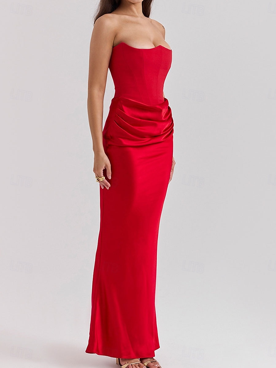 Trumpetti / merenneito Quinceanera mekot Tyylikäs Mekko Häät Häävieras Kokopitkä Hihaton Olkaimeton Spandex Selästä avoin kanssa Rypytetty 2025 2025 - $89.99 –P11