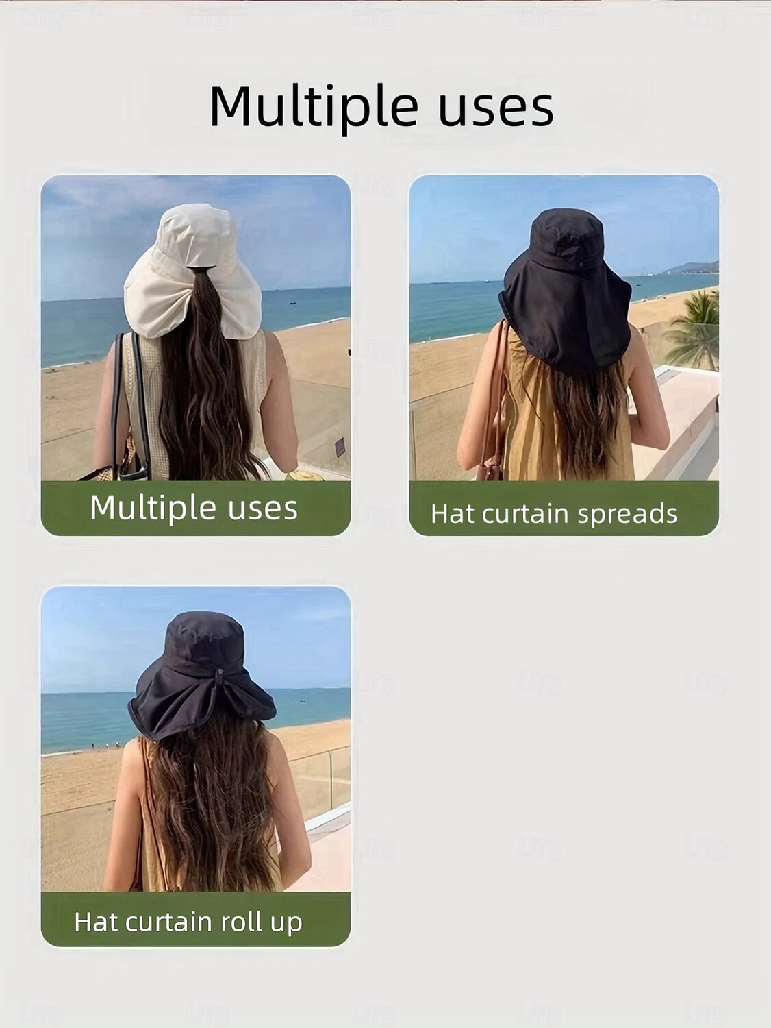 Breathable Polyester Women's Stylish Sun Protection Bucket Hat with Adjustable Drawstring Closure and Ponytail Hole for Outdoor & Casual Attire 2025 - $22.99 –P1