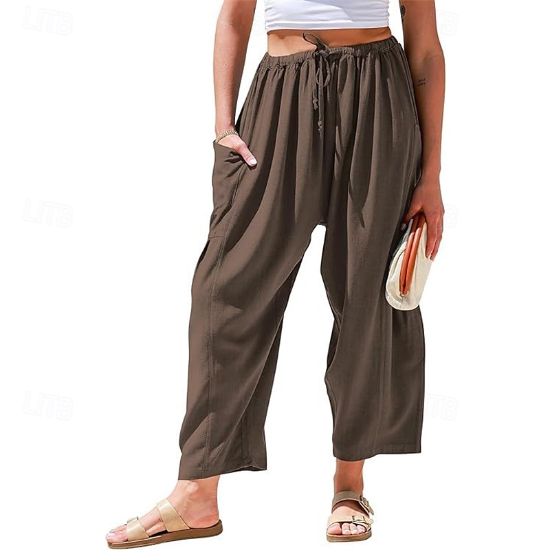 Per donna Gamba larga Pantaloni Vacanza Moda Lunghezza intera Misura del girovita medio Semplice Elastico in vita Traspirante Confortevole Micro-elastico Streetwear Abbigliamento quotidiano Uscire del 2025 a $30.99 –P14