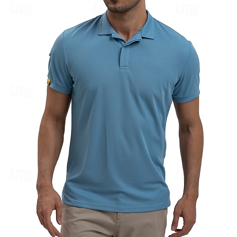 Men's Golf Shirt Golf Polos Shirts Work Casual Lapel Short Sleeve Basic Modern Plain Patchwork Buttons Summer Regular Fit Blue Sky Blue Army Green Golf Shirt 2025 - $23.99 –P13