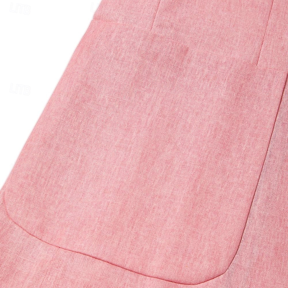 Herre Lin Blazer Sport Frakk Motemessig Hverdagslig Sommer Ensfarget Lin Blazer Rosa Lyseblå Salvie Standard Passform Enkeltknapp 2025 - $75.99 –P7