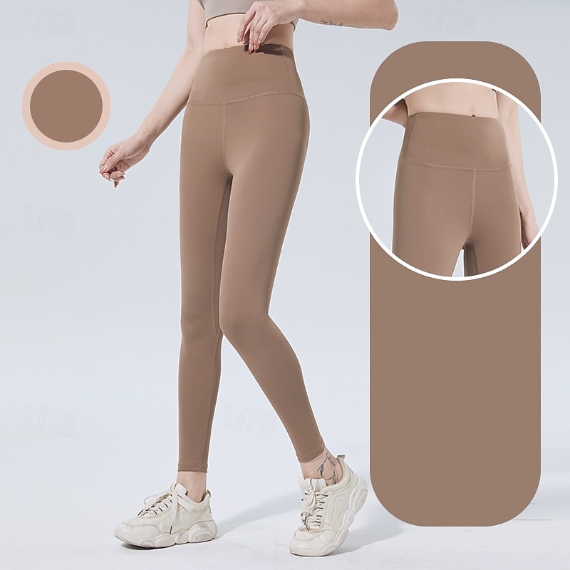 Women's Yoga Pants Yoga Leggings Scrunch Butt Anti-Curling Butt Lift Tummy Control High Waist Pilates Gym Workout Workout Tights Solid Color Black Blue Dusty Blue Spandex Fall Sports Activewear 2025 - $10.49 –P7