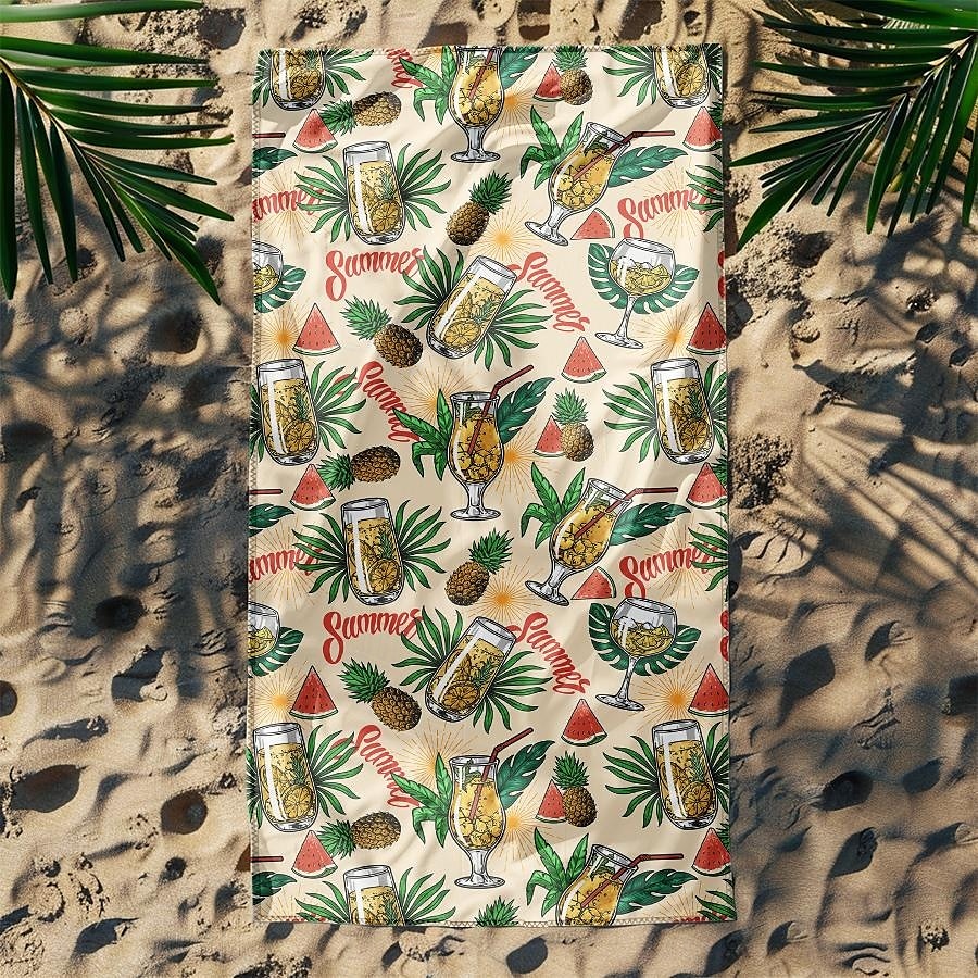 bedrucktes Strandtuch, leichte, schnelltrocknende, sandfreie Stranddecke, ideal für Reisen, Pool und den Einsatz im Freien 2025 - $10.99 –P17