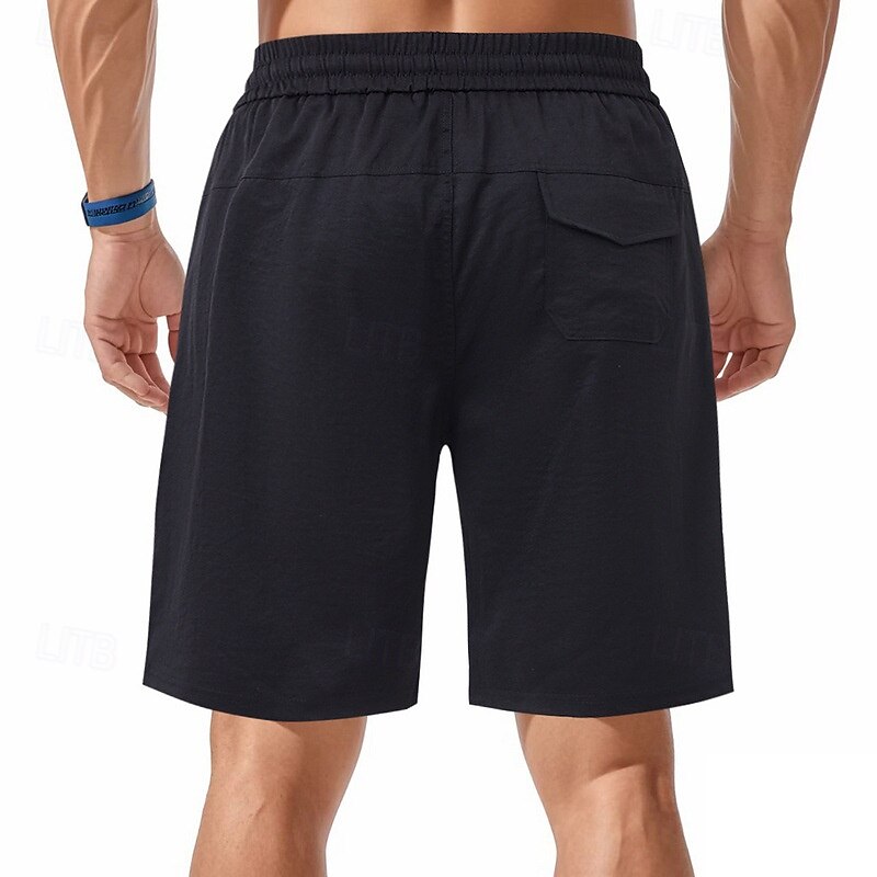 Men's Shorts Summer Shorts Beach Shorts Casual Shorts Pocket Drawstring Elastic Waist Plain Comfort Breathable Short Outdoor Vacation Sport Casual Black White 2025 - $17.99 –P17