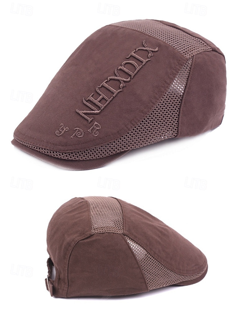 miesten kevyt, hengittävä puuvillainen litteä lippalakki – vintage mesh-paneelin sanomalehtihattu kesämatkalle, rannalle ja arkeen 2025 - $14.99 –P6