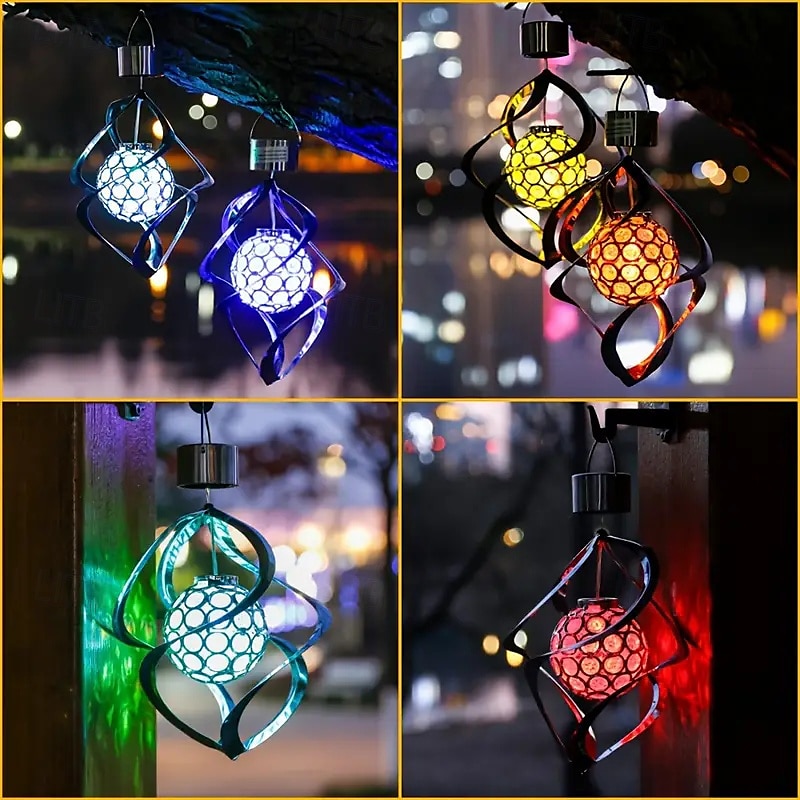 Наружные светодиодные солнечные светильники-ветра RGB градиентный цветной кулон серебряный солнечный звоночек разноцветные декоративные висячие огни 2025 - $11.99 –P2
