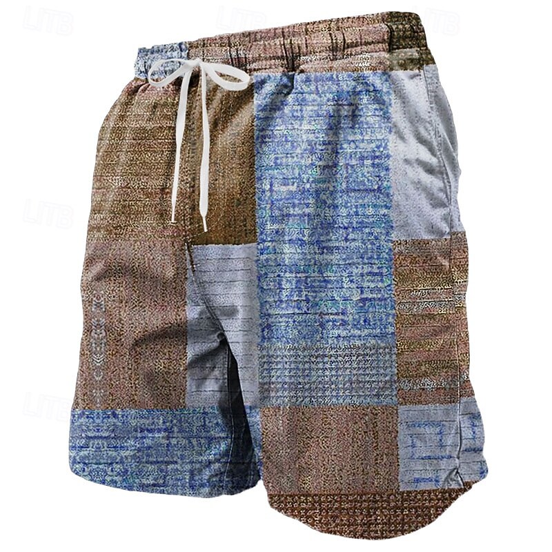 Herren Geometrisch Farbblock Patchwork Badeshorts Boardshorts Mittlere Taille Streetwear Hawaiianisch Strandurlaub Seitentaschen Netzfutter Elastischer Kordelzug in der Taille Designer Bekleidung 2025 - $19.49 –P5