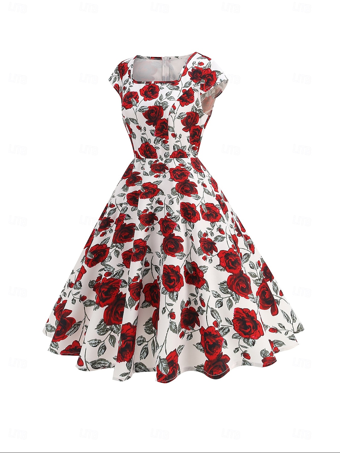 Retro Vintage 1950er Rockabilly Midlänge Swing-Kleid Ausgestelltes Kleid Kappe Blumen Frucht A-Linie Quadrathals Damen Karneval Urlaub Alltagskleidung Retro-Mottoparty Erwachsene Kleid Frühling 2025 - $35.99 –P6