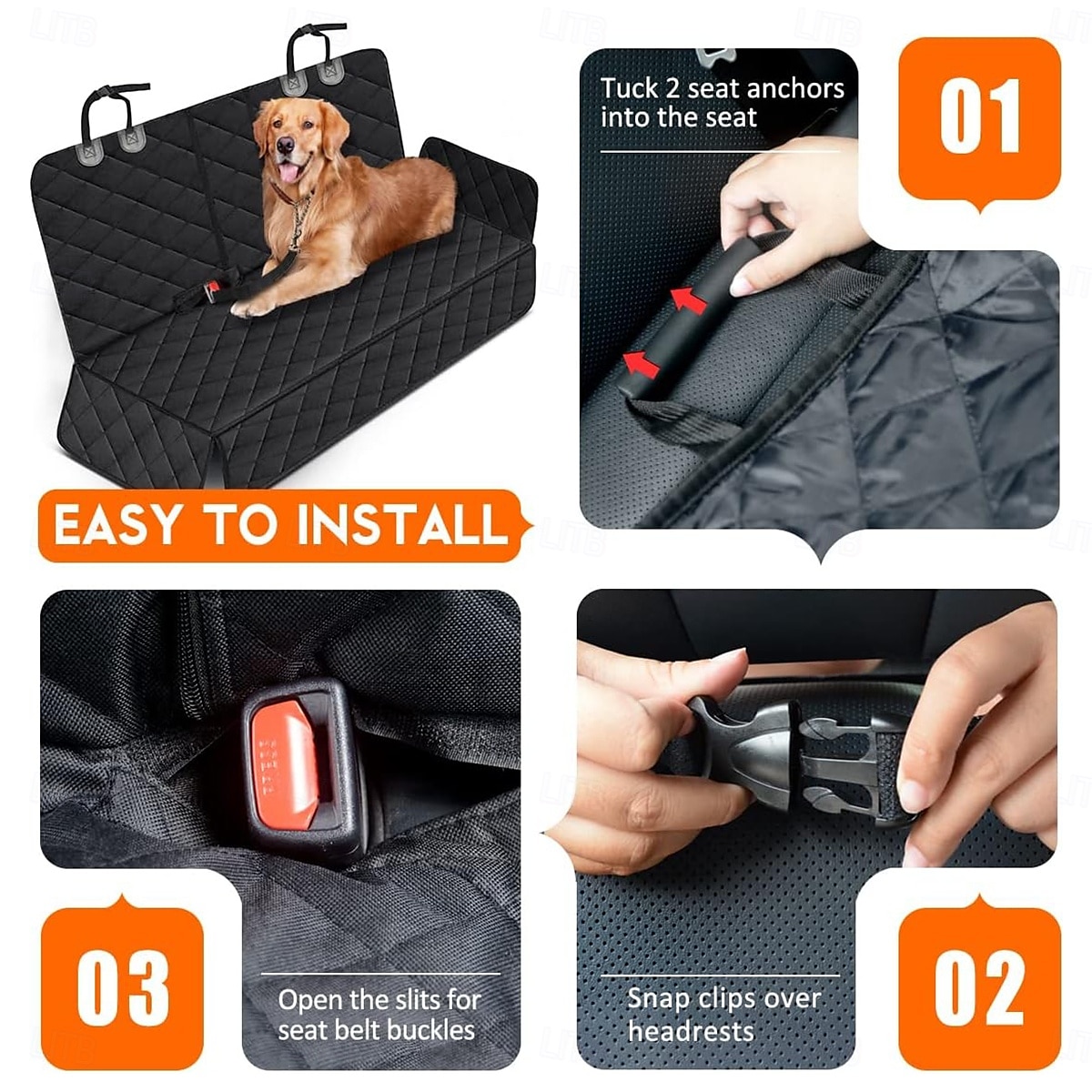 Capa para assento de carro para cachorro, capa para assento traseiro para cães, protetor de assento de carro para animais de estimação, capa à prova d'água para assento de carro, capa antiderrapante de 2025 por $33.99 –P6