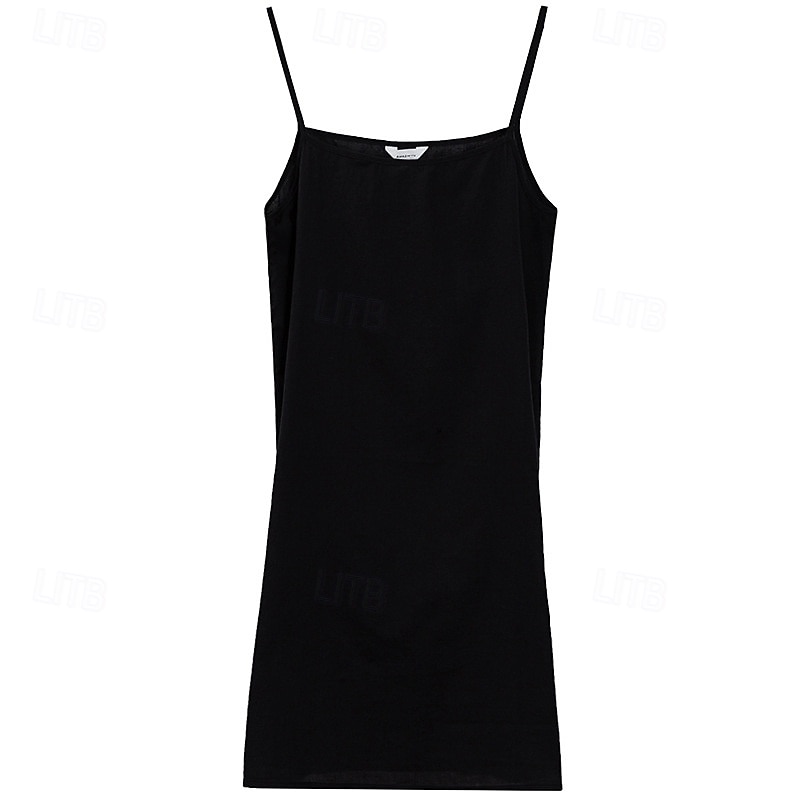 Dámské Mini šaty Bavlněné plátěné šaty Slip Dress Klasické Dovolená Denní Jdeme ven Běžný Bez vzoru Bez rukávů Špagetová ramínka Černá Tmavě šedá Meruňková Léto 2025 - $28.99 –P2