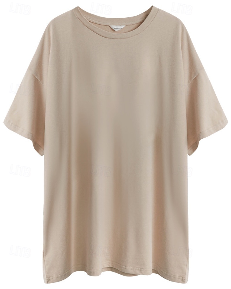 Femmes Chemise en lin Chemisier Uni Occasionnel Manche Courte Col ras du cou Hauts Réguliers Quotidien Fête Sortir Noir Jaune Rose Claire Abricot Été de 2025 ? $30.99 –P4