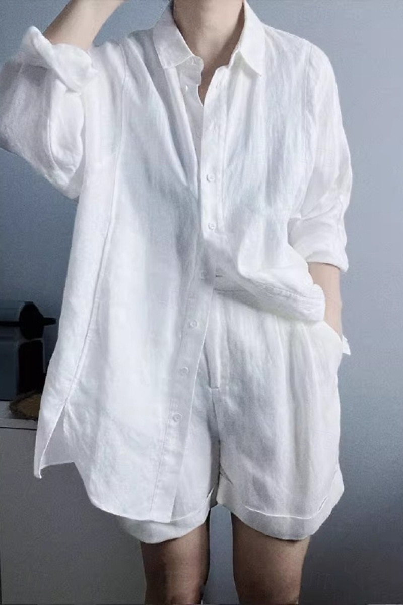 Pentru femei Cămașă Cămăși inspirate din in Buton Sus Bluză Simplu De Bază Modern Manșon Lung Guler Cămașă Topuri obișnuite Zilnic Concediu Ieșire Nasturi Alb Vară 2025 - $28.99 –P2