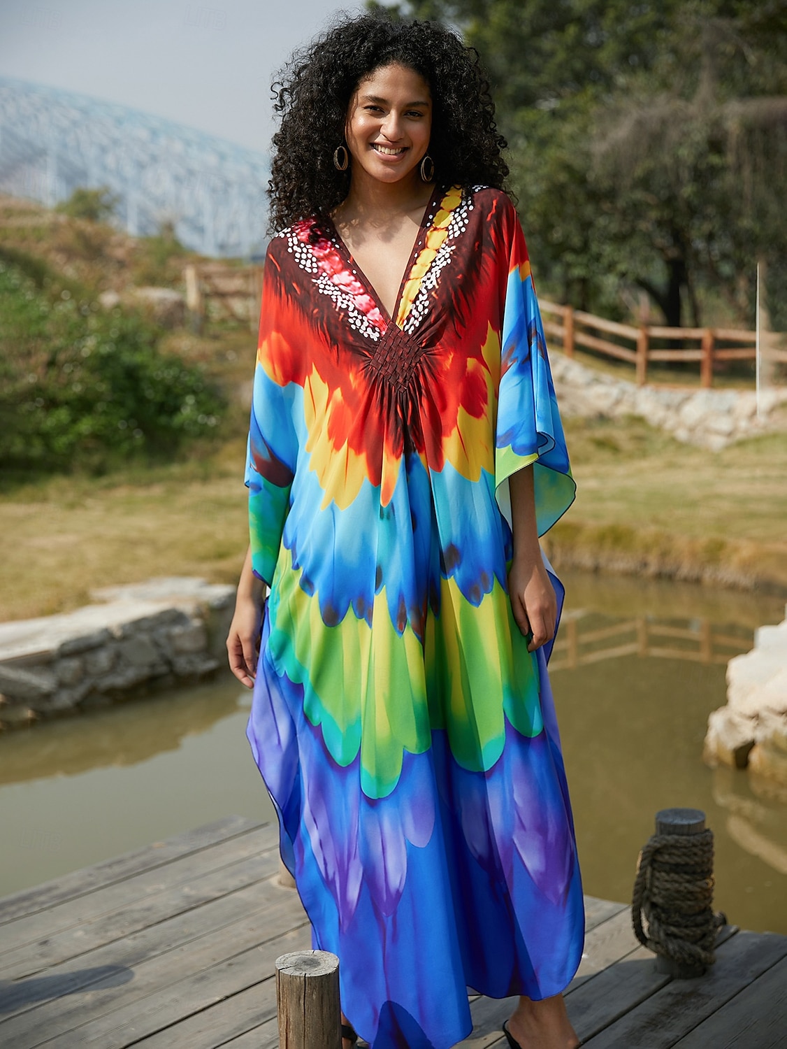 Halloween Kjoler Kaftan Stolthet Regnbue Fritid Voksne Dame Halloween Karneval Pride-parade Pride måned Enkle Halloween-kostymer Kle deg opp 2025 - $37.99 –P1