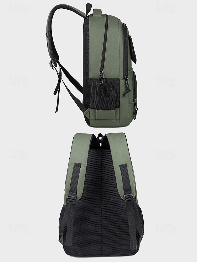 Casual ryggsäck för män med flera fack, slitstarkt nylonmaterial, snygg design för skola, resor och vardagsbruk - finns i grönt, grått, blått och svart 2025 - $26.99 –P5