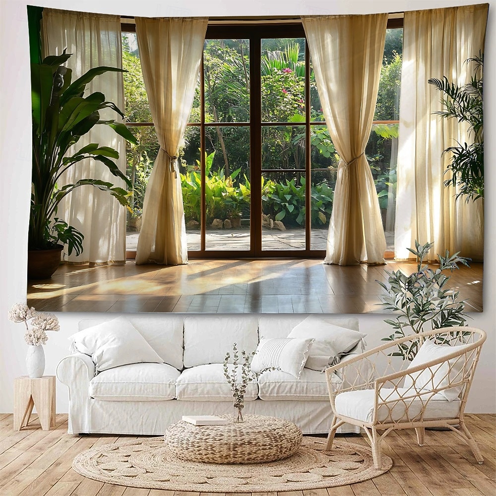 peisaj natural frumos în afara ferestrei agățat tapiserie artă de perete tapiserie mare decor mural fotografie fundal pătură perdea acasă dormitor living decor 2026 - $17.99 –P6