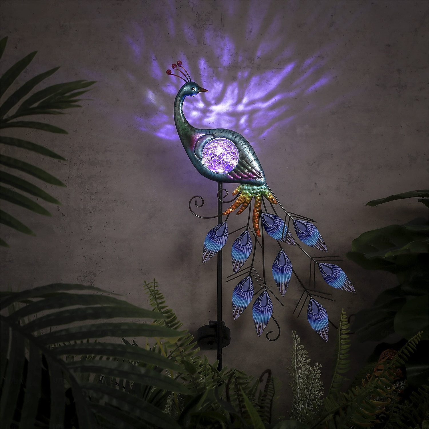 1 Pc Outdoor Solar Waterproof Metal Peacock Glass Ball Plug in Light 31.5Inch Courtyard Garden Park Lawn Path Landscape Light Festival Wedding Party Atmosphere Decoration Light 2025 - $21.99 –P2