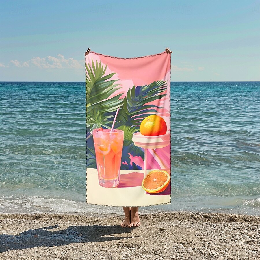 Toalla de playa estampada, manta de playa ligera, de secado rápido y sin arena, ideal para viajes, piscina y uso al aire libre. 2025 - $10.99 –P5