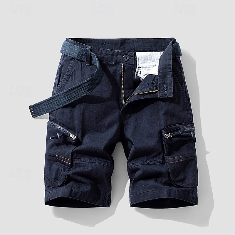 Per uomo Pantaloncini cargo Shorts Pantaloncini Estivi Bottoni Tasca con cerniera Tasche Multiple Semplice Comodità Indossabile Lunghezza al ginocchio All'aperto Sport Quotidiano Moda Casual Nero Blu del 2025 a $31.99 –P13