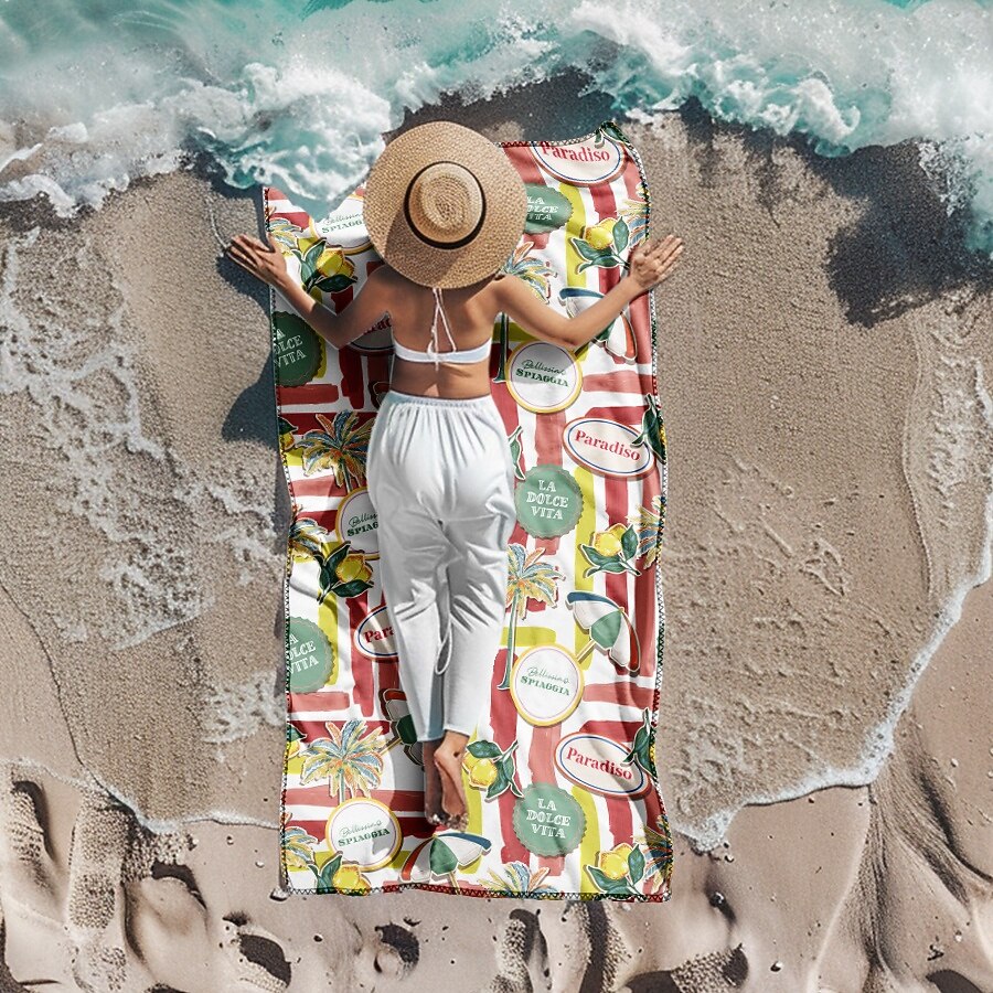 bedrucktes Strandtuch, leichte, schnelltrocknende, sandfreie Stranddecke, ideal für Reisen, Pool und den Einsatz im Freien 2025 - $10.99 –P30