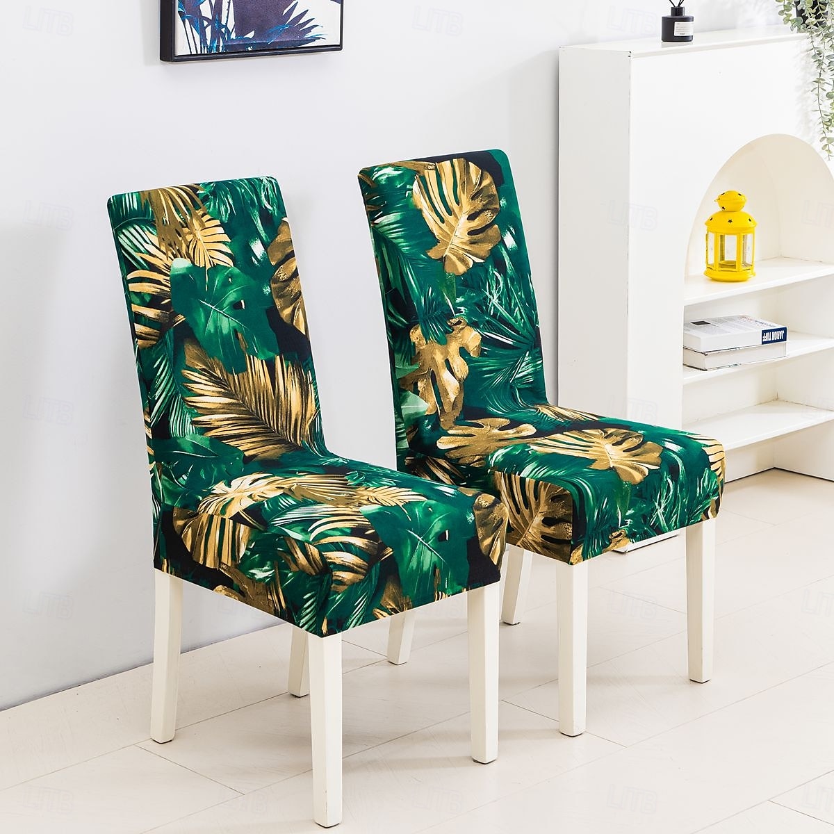1/2/4/6 buc. huse elastice pentru scaune de sufragerie și huse pentru scaune de sufragerie la modă anti-alunecare husă de protecție pentru scaun cu imprimare cu frunze de plante simple pentru decorul 2025 - $9.49 –P3