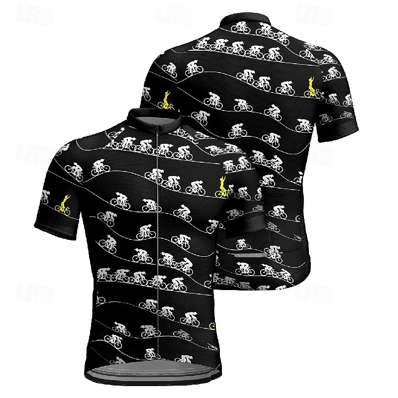 Herr Cykeltröja Kortärmad Cykel T-shirt Tröja med 3 bakfickor Bergscykling Andningsfunktion Snabb tork Anatomisk design Uppsugande Vinrött Svart Blå Grafisk Lutning sporter Kläder 2025 - $25.99 –P7