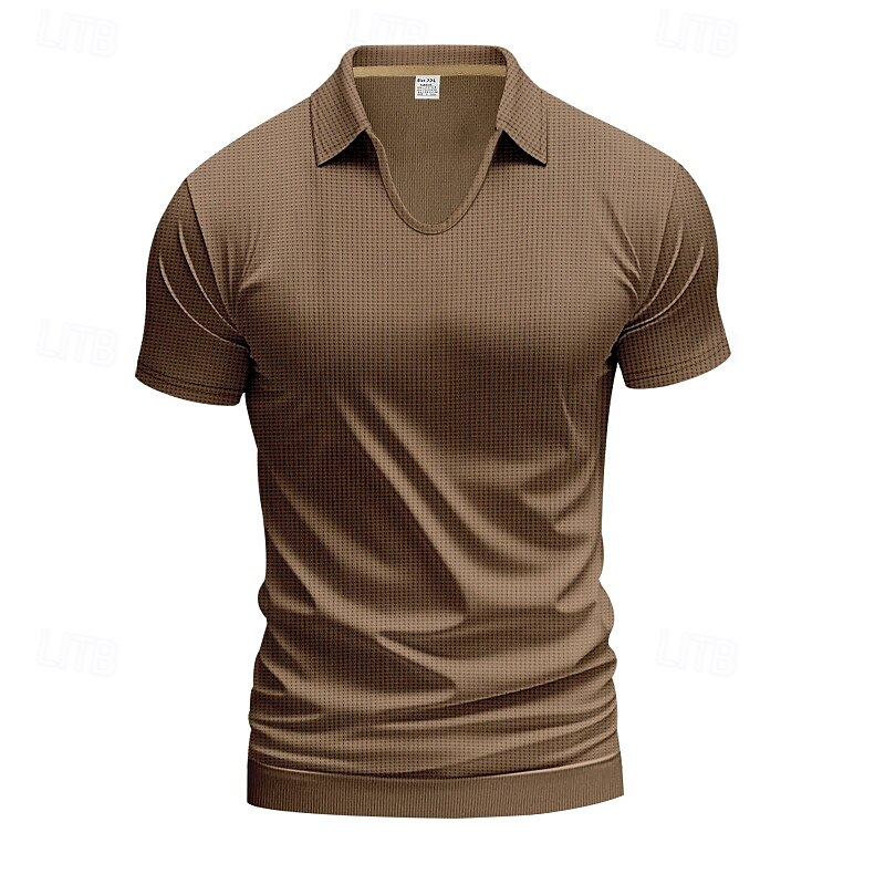 Per uomo Maglietta Camicia a Maniche Corte Manica Corta Scollo a V Bavero Primavera & Autunno Semplice Moda Designer Sexy Vacanza Streetwear Uscire Aalbicocca Bianco Grigio chiaro Maglietta Top per del 2025 a $20.99 –P11