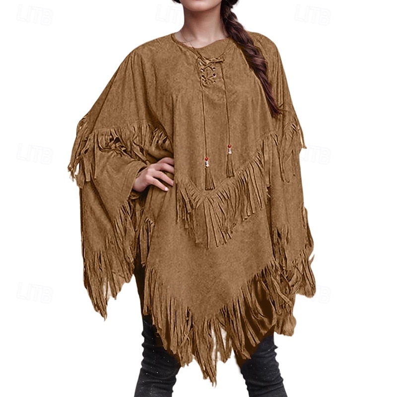 Damen Bluse Einfach Stilvoll Modern Langarm Rundhalsausschnitt Normale Oberteile Täglich Ausgehen Asymmetrisch Fransen Khaki Sommer 2025 - $23.99 –P1