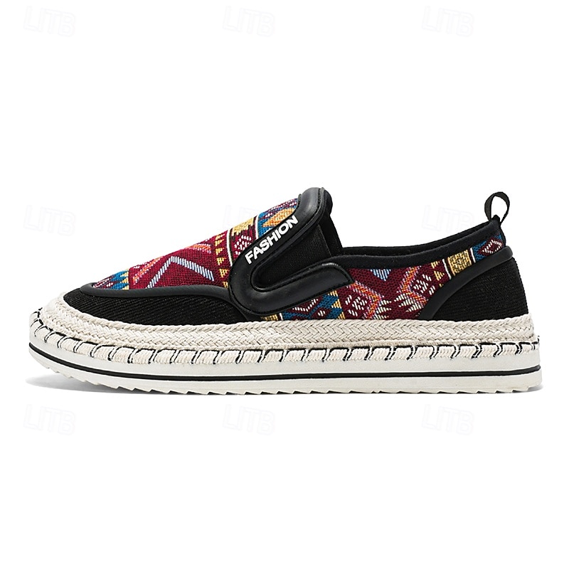 Men's Black and Red Slip-On Walking Shoes with Tribal Pattern – Comfortable and Stylish Sneakers for Casual and Outdoor Activities 2026 - $42.99 –P2
