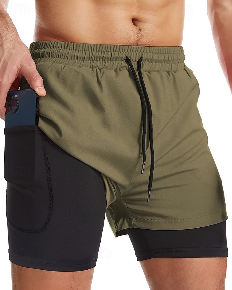 Men's Swim Trunks Swim Shorts Board Shorts Color Block Quick dry Breathable With Compression Liner with Towel Loop Vacation Beach Hawaiian Casual Black 2026 - $18.99 –P10