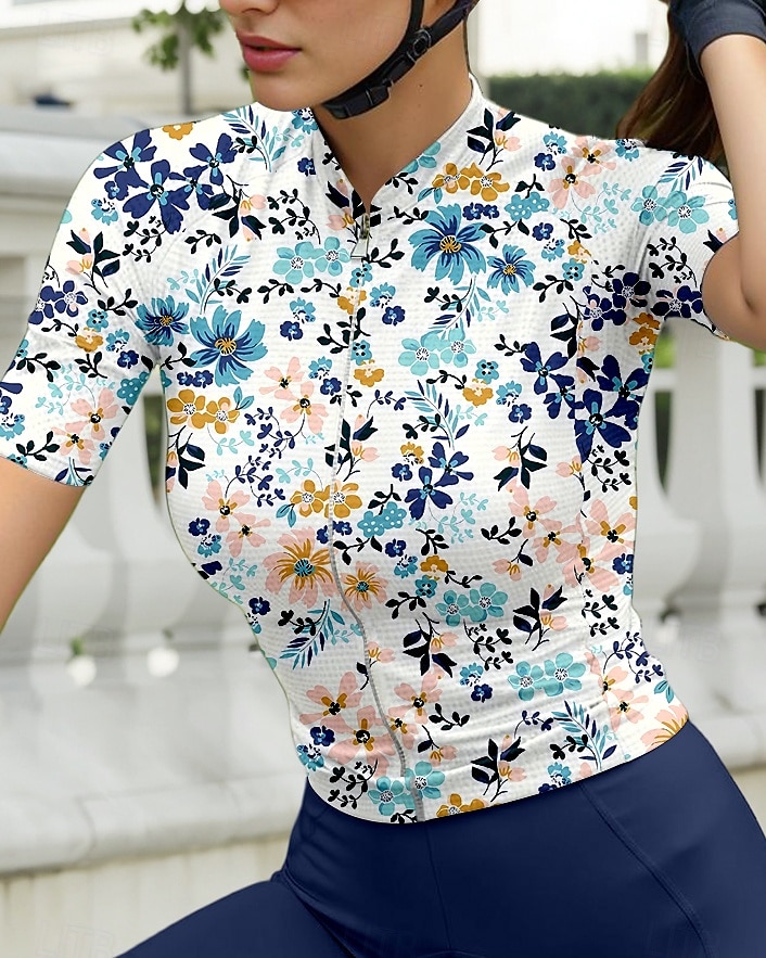 Mujer Maillot de Ciclismo Manga Corta Bicicleta Maillot Camiseta con 3 bolsillos traseros Filtro Solar Resistente a los rayos UV Transpirable Secado rápido Azul Deportes Ropa 2025 - $28.99 –P3