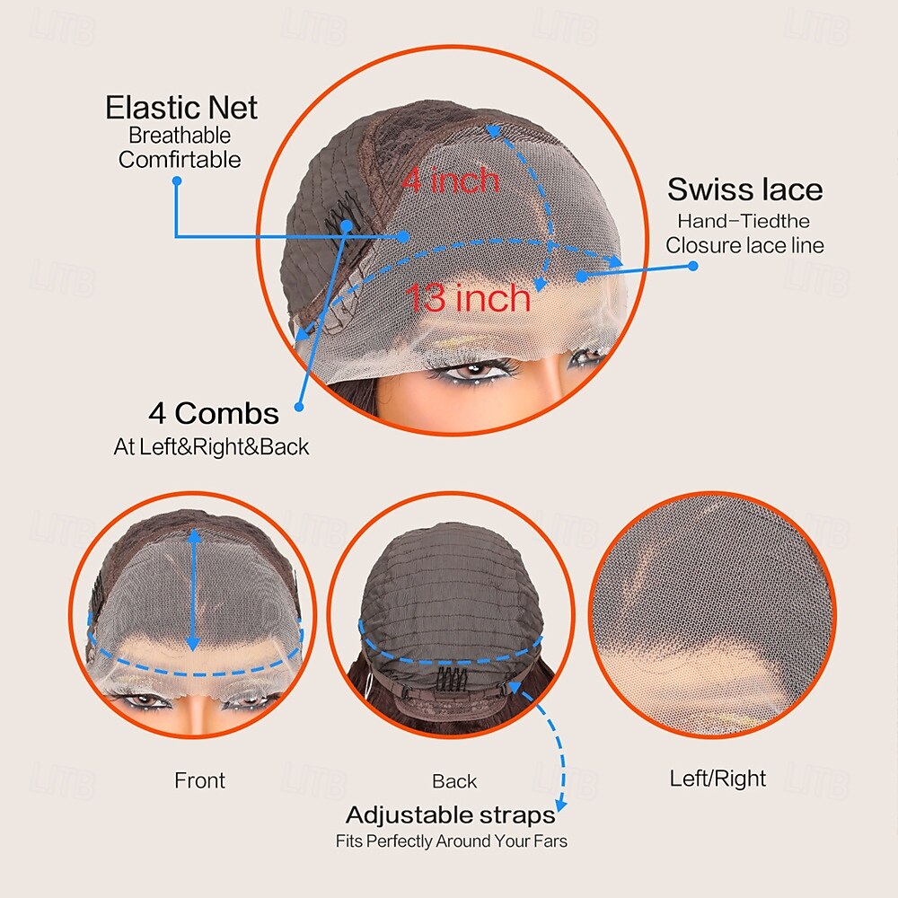 2025年 合成レースウィッグ ウェーブ スタイル 30 インチ ブラウン ミドル部 13x4レースフロント かつら 女性用 かつら ダークブラウン  コレクション – $77.99 –P8