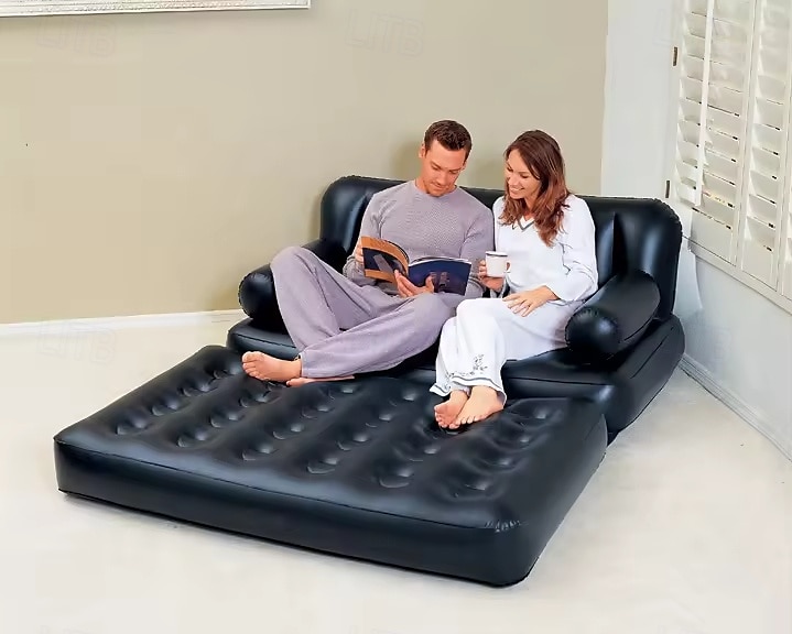 Sillón inflable con bomba de aire, colchón de aire para acampar, sofá cama inflable con respaldo, multimodo de uso, fácil de almacenar. 2025 - $185.99 –P4