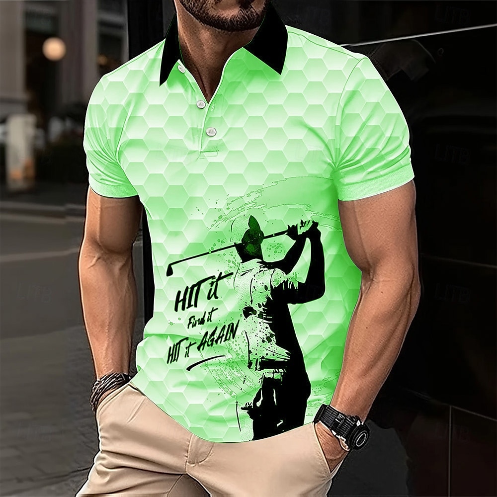 Pánské Golf Sportovní polokošile Krátký rukáv Polo tričko Košile s límečkem Na běžné nošení Škola Venkovní Oblečení na atletiku Denní nošení 3D tisk Léto Bílá Vodní modrá Fialová 2025 - $26.99 –P4