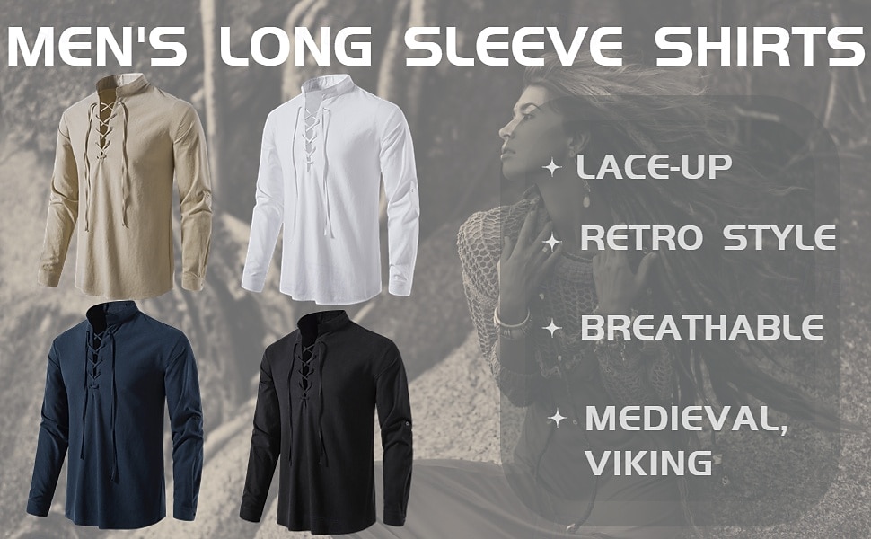 Középkori Reneszánsz 17. század Ing Kalóz Viking Egyszínű Jelmez Férfi Mindszentek napja Farsang Alkalmi / Napi Reneszánsz Vásár LARP Felnőttek Ing Tavaszi nyár 2026 - $29.99 –P1