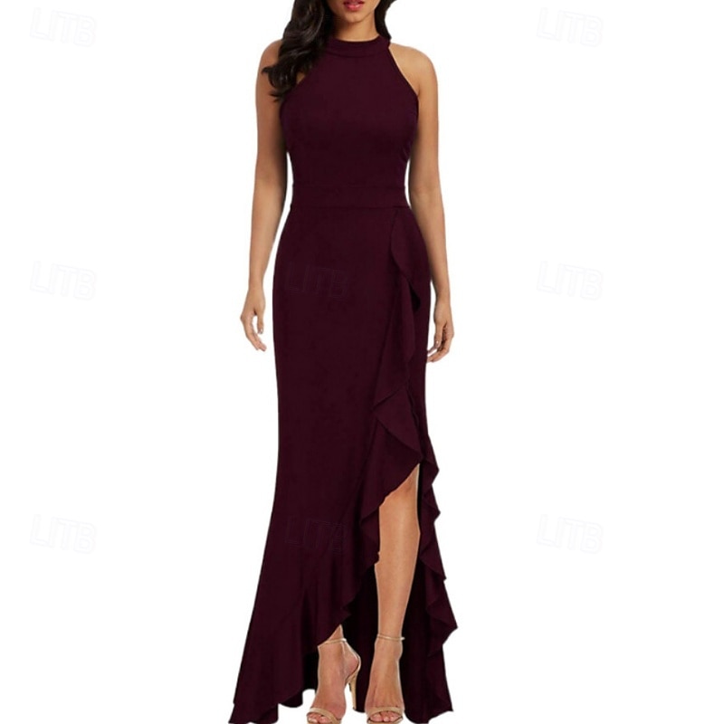 Damen Langes Kleid Maxikleid Partykleid Cocktailkleid Kleid für Hochzeitsgäste Mode Hochzeit Party Besonderer Anlass Normale Passform Einfach Ärmellos Rundhalsausschnitt Schwarz Wein Marineblau 2025 - $28.99 –P6