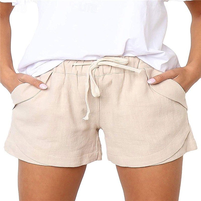 Dámské šortky baggy kalhoty chinos móda streetwear základní krátké vysoký pas jednobarevné kapsy elastický pás pohodlné měkké mikroelastické venkovní ulice černá khaki světle modrá šedá léto 2025 - $15.99 –P4