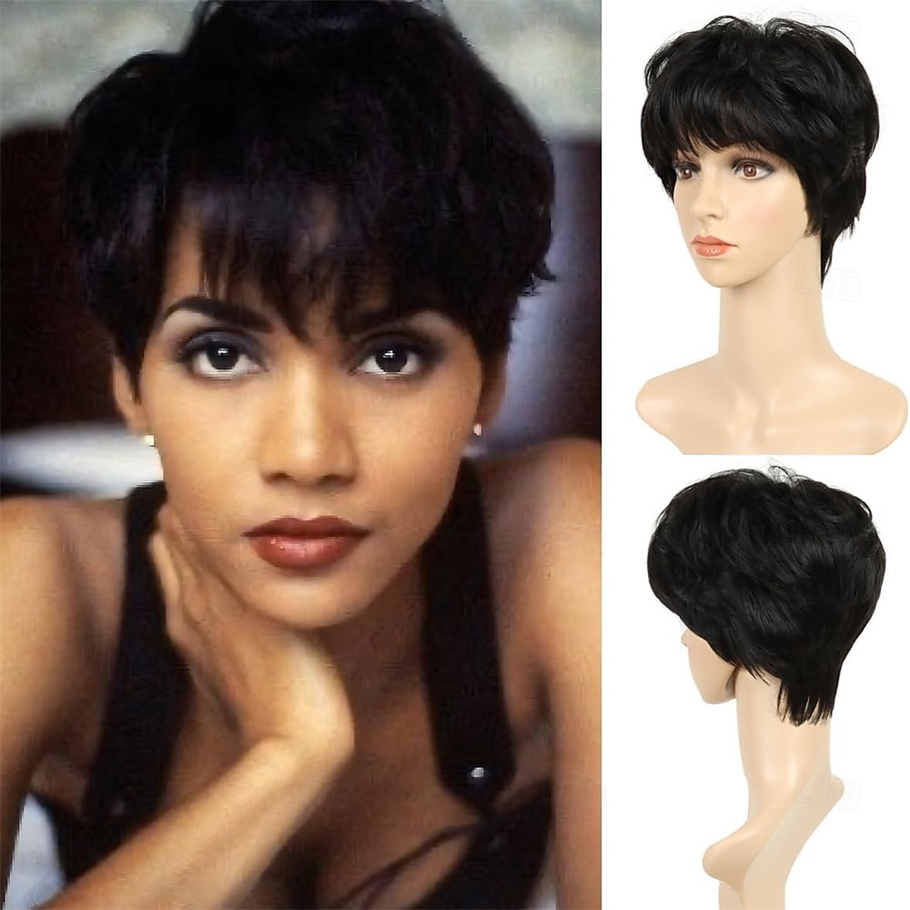 Parrucca corta bionda con taglio pixie per donna, con strato soffice e meches, con radice elasticizzata, parrucca pixie sintetica con frangia per donna, parrucca sostitutiva da indossare ogni giorno del 2025 a $25.99 –P5