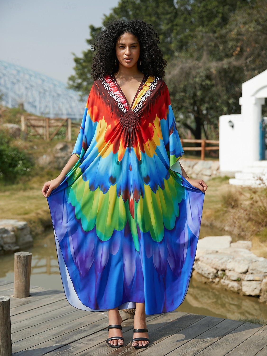 Halloween Kjoler Kaftan Stolthet Regnbue Fritid Voksne Dame Halloween Karneval Pride-parade Pride måned Enkle Halloween-kostymer Kle deg opp 2025 - $37.99 –P2