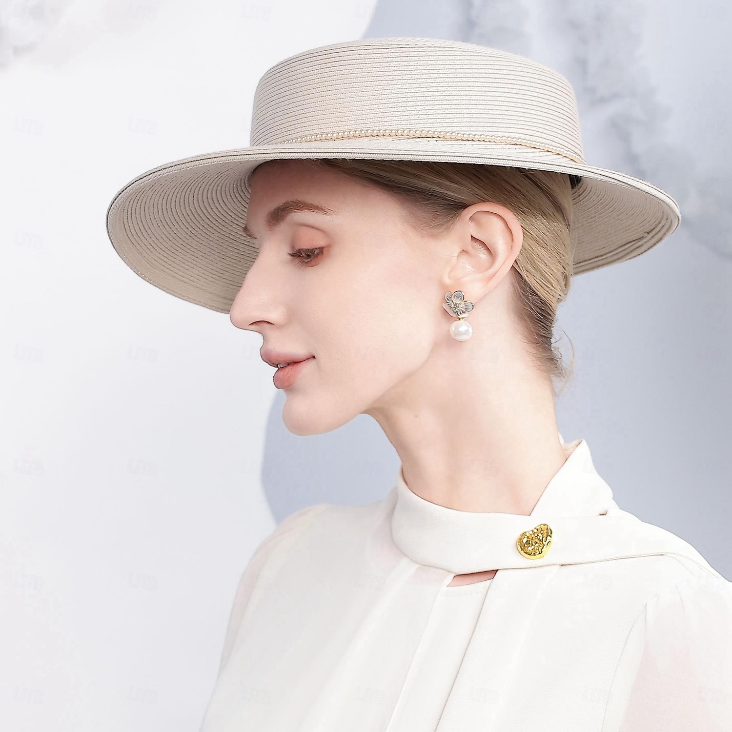 Sombreros Fibra Bombín / Sombrero Cloché Sombrero de copa Sombrero para el sol Boda Fiesta de Té Elegante Boda Con Detalles con Perlas Celada Sombreros 2026 - $45.99 –P12