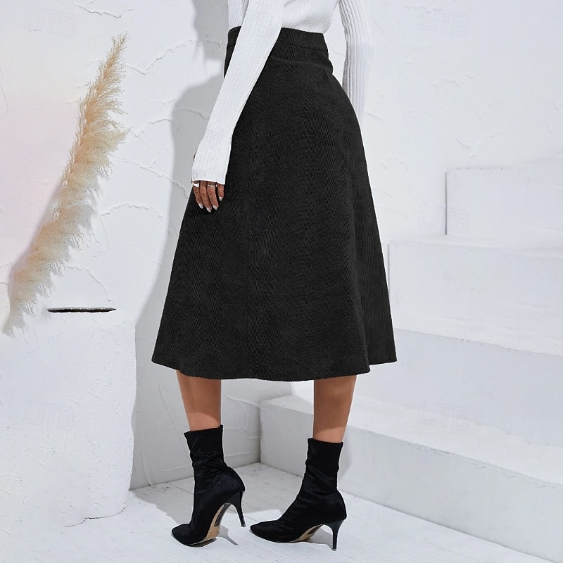 Pentru femei Fustă Casual Midi Talie Medie Fuste Simplu Zdrobit Micro-elastic Vacanță Stradă Negru Roz Îmbujorat Roșu Vin Culoarea ghimbirului Vară Catifea 2025 - $23.99 –P4