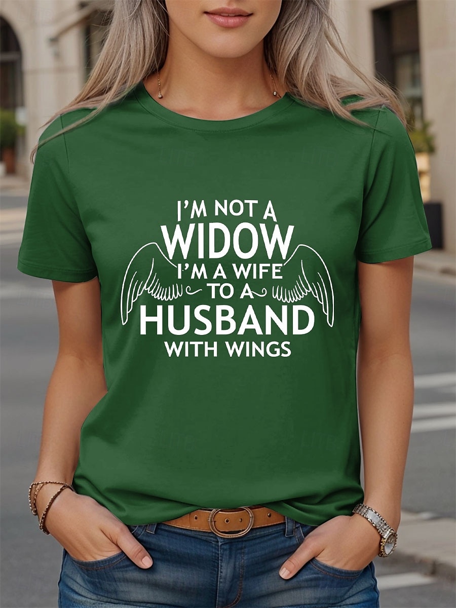 Femmes T-shirt Graphique Lettre ancien Élégant Classique Manche Courte Col ras du cou Col rond Hauts Réguliers Quotidien Imprimé Noir Violet Marron Vert Été Wife Husband de 2025 ? $19.99 –P1