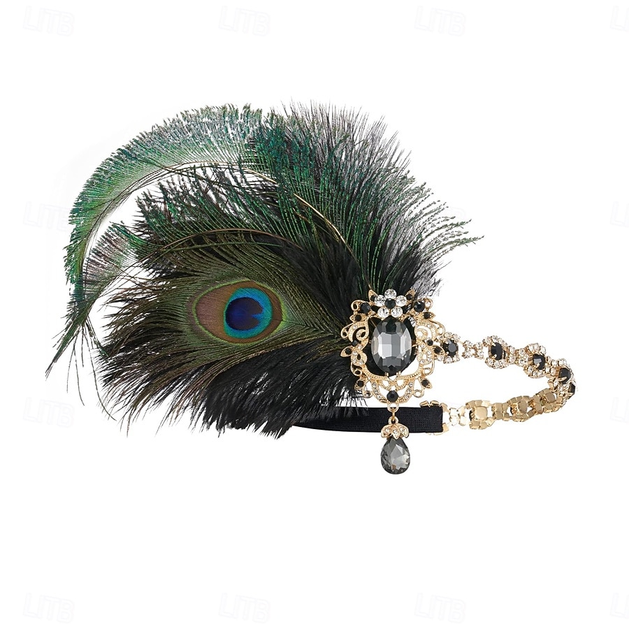 1920-tallet Den store Gatsby Flapperpannebånd i 1920-stil Den store Gatsby Fjær Kontor / Bedrift Glitrende glitter Krystall / Rhinstein Kostyme Dame Karneval Valentinsdag Maskerade Festkveldsklær 2025 - $24.99 –P6