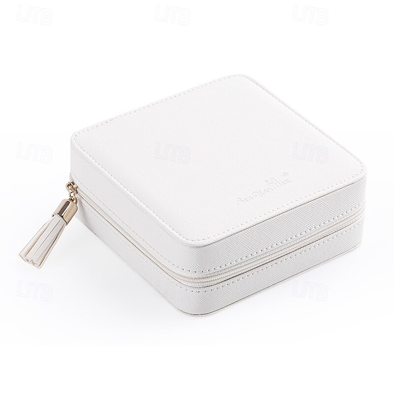 Boîte à bijoux de voyage avec miroir, étui de rangement portable en cuir PU, boîte à bijoux multifonctionnelle pour boucles d'oreilles, bagues, colliers et accessoires de 2025 ? $21.99 –P9