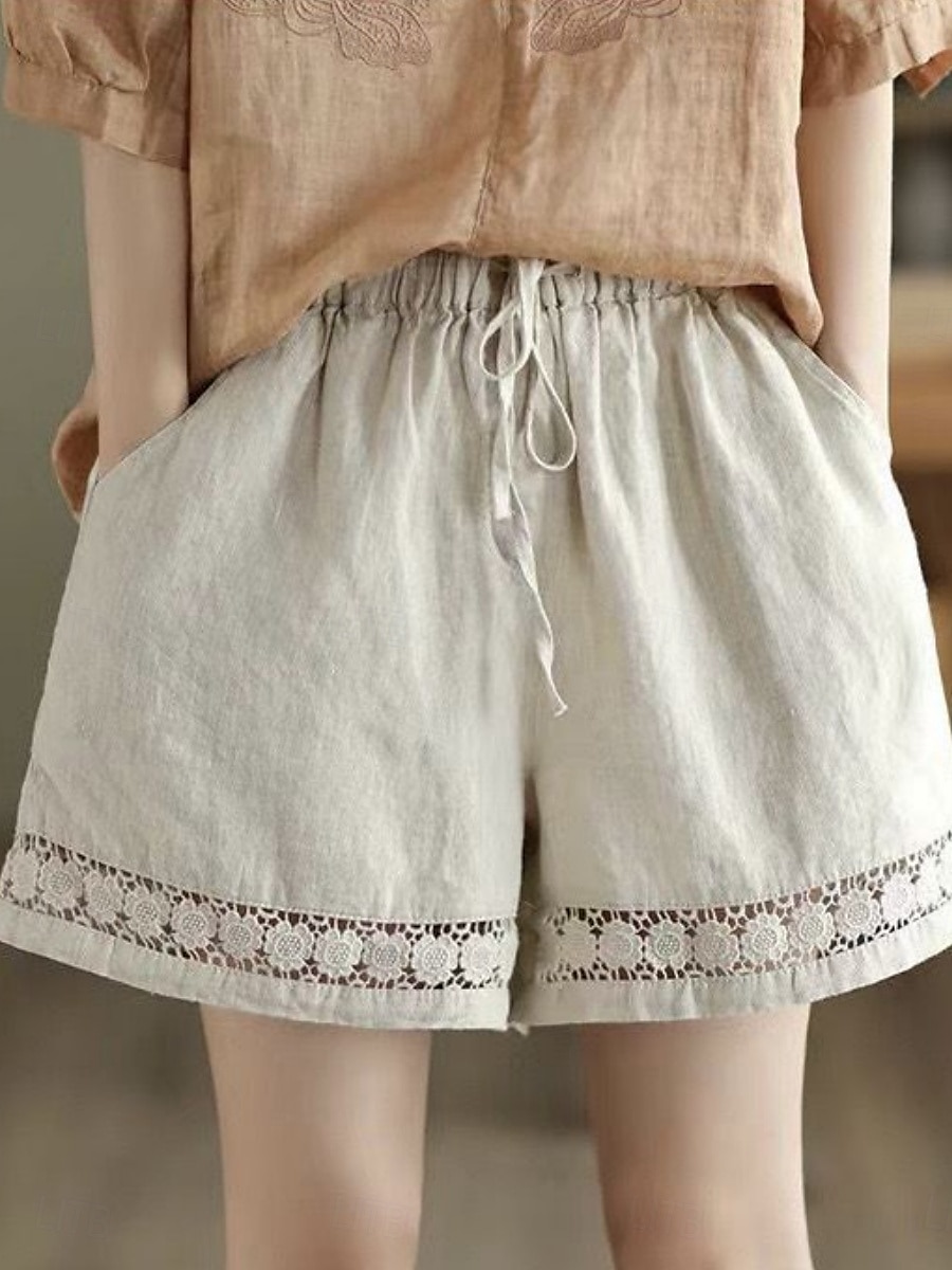 Mujer Pantalón corto Pantalones cortos de verano Pantalones cortos de playa Vacaciones Vintage Moda Corto Alta cintura Plano Correa Bolsillo Cintura elástica Comodidad Ligero Suave Microelástico 2026 - $19.99 –P1