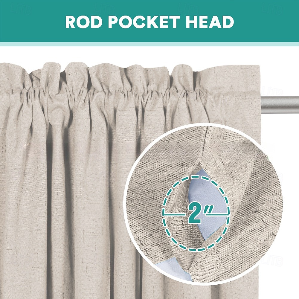 Linen Texture Curtains for Bedroom Solid 100% Blackout Thermal Insulated with White Liner Room Darkening Curtains/Draperies for Living Room Nursery 2 Pieces, W52 x L84 2025 - $56.99 –P1