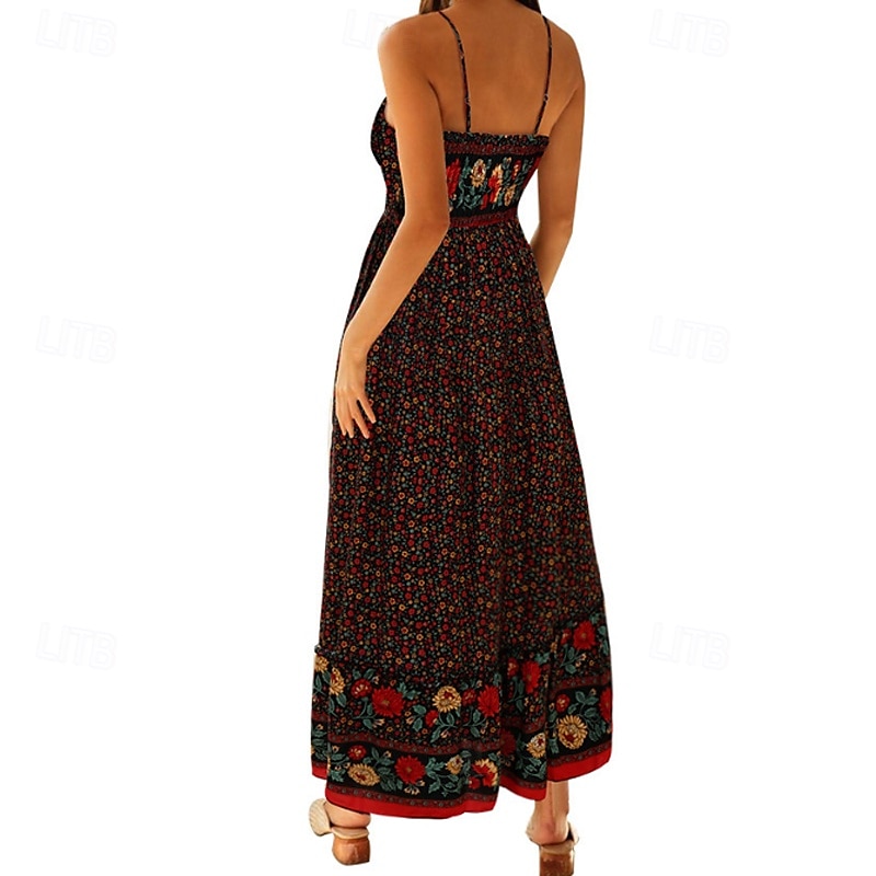 Femmes Robe Midi Robe Fleurie Robe Nuisette Robe Imprimée Classique Moderne Vacances Quotidien Sortir Coupe régulière Fleur Sans manches Bretelles spaghetti Jaune clair Noir Rouge Été de 2025 ? $24.99 –P14