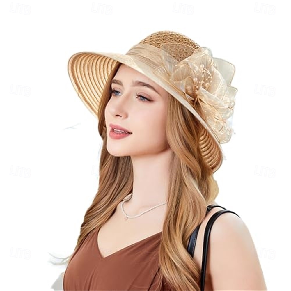 kapelusze derby dla kobiet 2025 kapelusz z organzy na przyjęcie herbaciane damskie eleganckie stroje na niedzielne popołudnie wielkanocne 2026 - $14.99 –P7