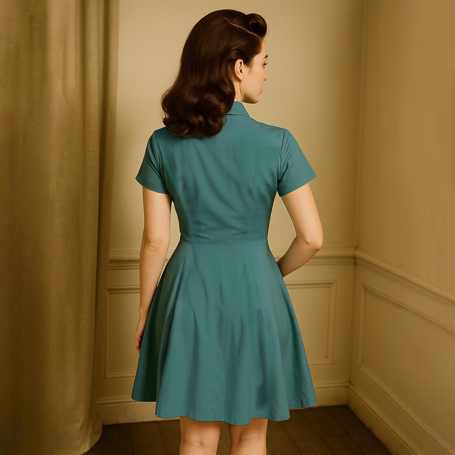 Retro / vintage Lata 50. Mini Sukienka z linii Sukienka koszulowa kowbojka Zapięcie na guziki Druk 3D Strój na bal maskowy Damskie Bal maskowy Urlop Codzienny Herbaciane przyjęcie Dla dorosłych 2026 - $29.99 –P2