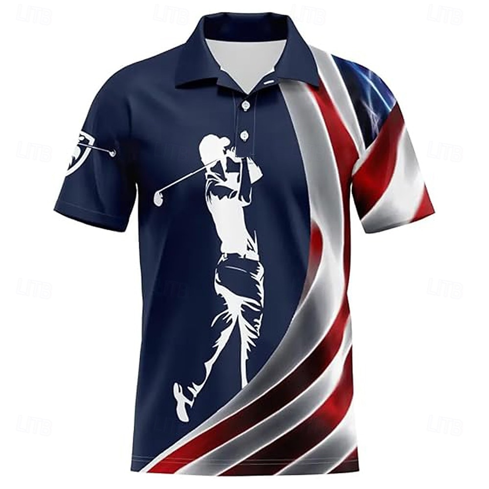 Men's Golf Polo Sports Polo Shirts Short Sleeve Polo Shirts Collared Shirts Casual School Outdoor Daily Wear 3D Print Summer Blue 2025 - $26.99 –P2